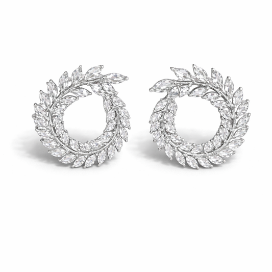 Silver leaf-shaped earrings for women