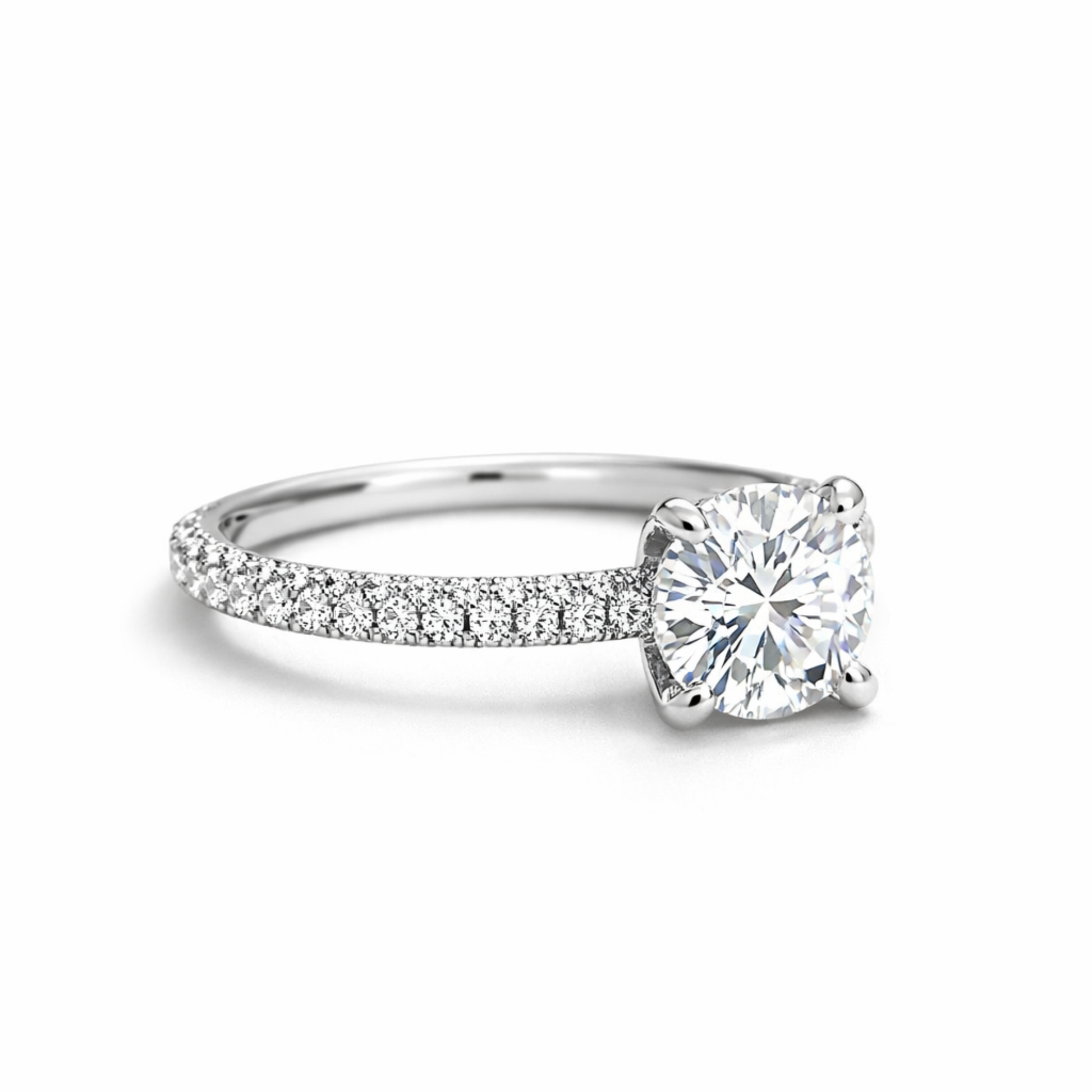 Silver pavé solitaire CZ ring in 925 sterling silver by Eloura Sterling