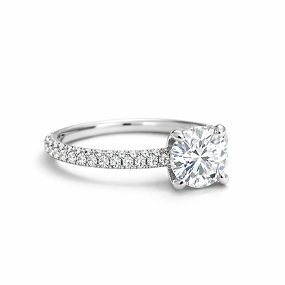 Silver pavé solitaire CZ ring in 925 sterling silver by Eloura Sterling