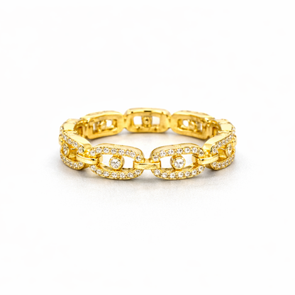 Silver gold plated link CZ ring in 925 sterling silver by Eloura Sterling