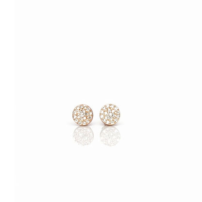 925 sterling silver round CZ stud earrings with rose gold polish for daily wear