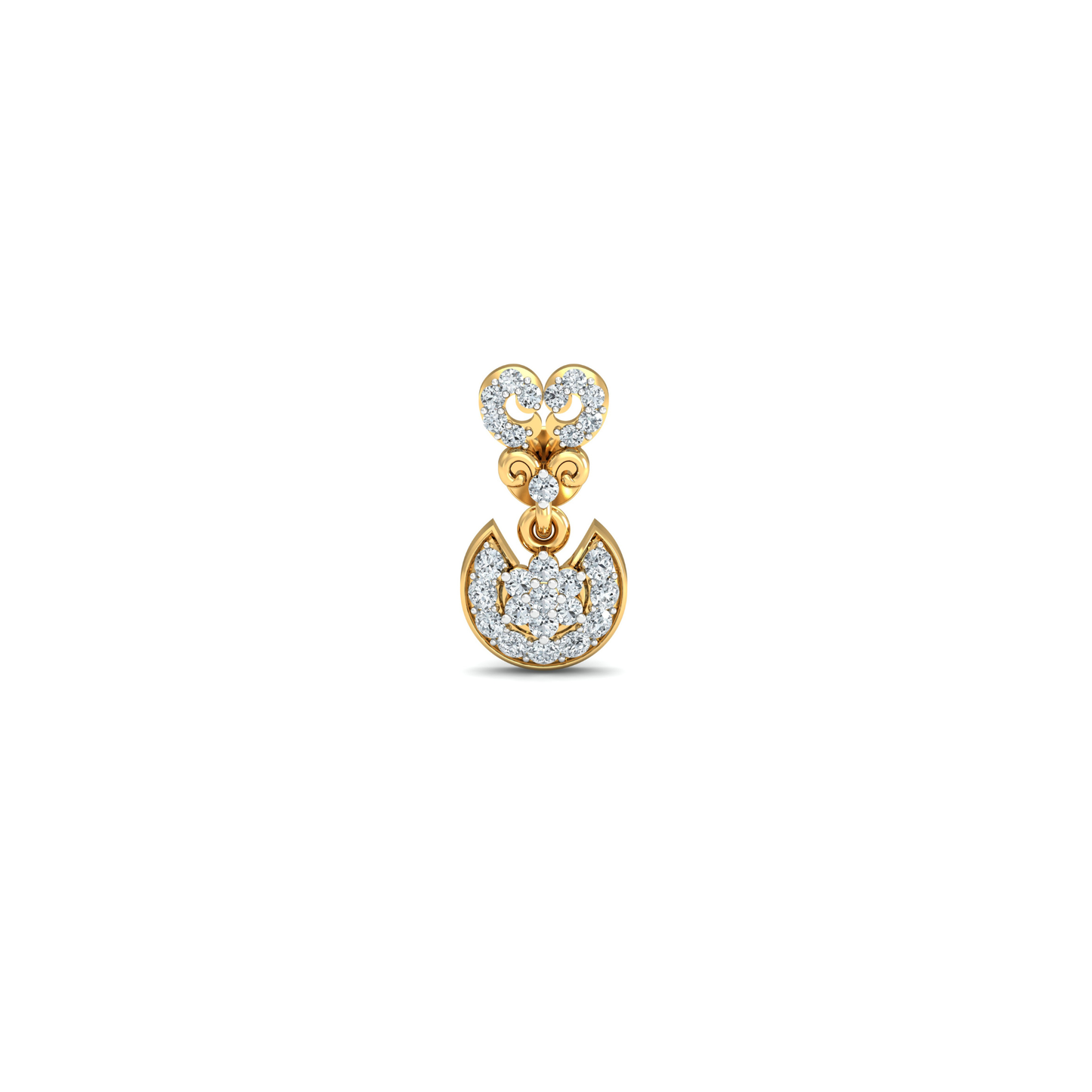 Silver gold heart drop CZ earrings in 925 sterling silver for bridal wear