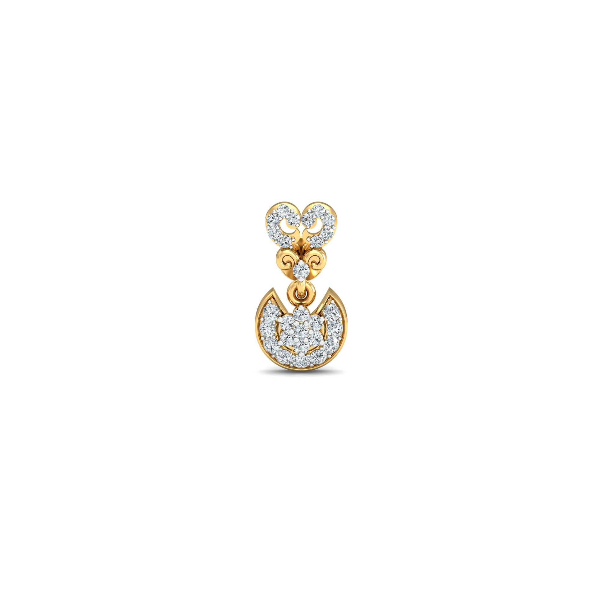 Silver gold heart drop CZ earrings in 925 sterling silver for bridal wear