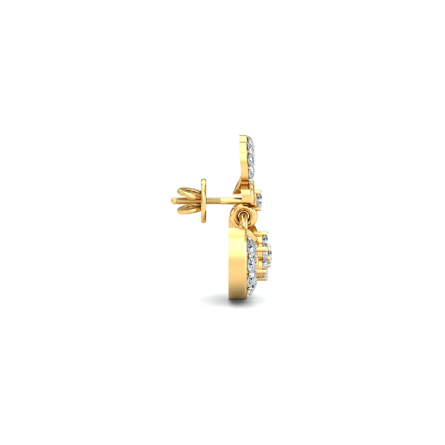 Silver gold heart drop CZ earrings in 925 sterling silver for bridal wear