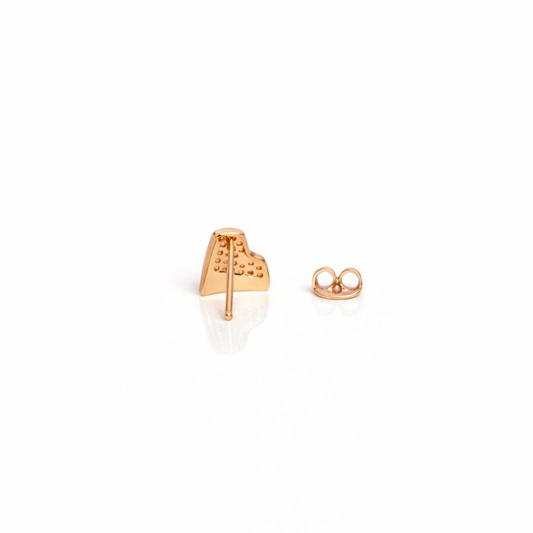 925 sterling silver rose gold heart stud earrings with cubic zirconia