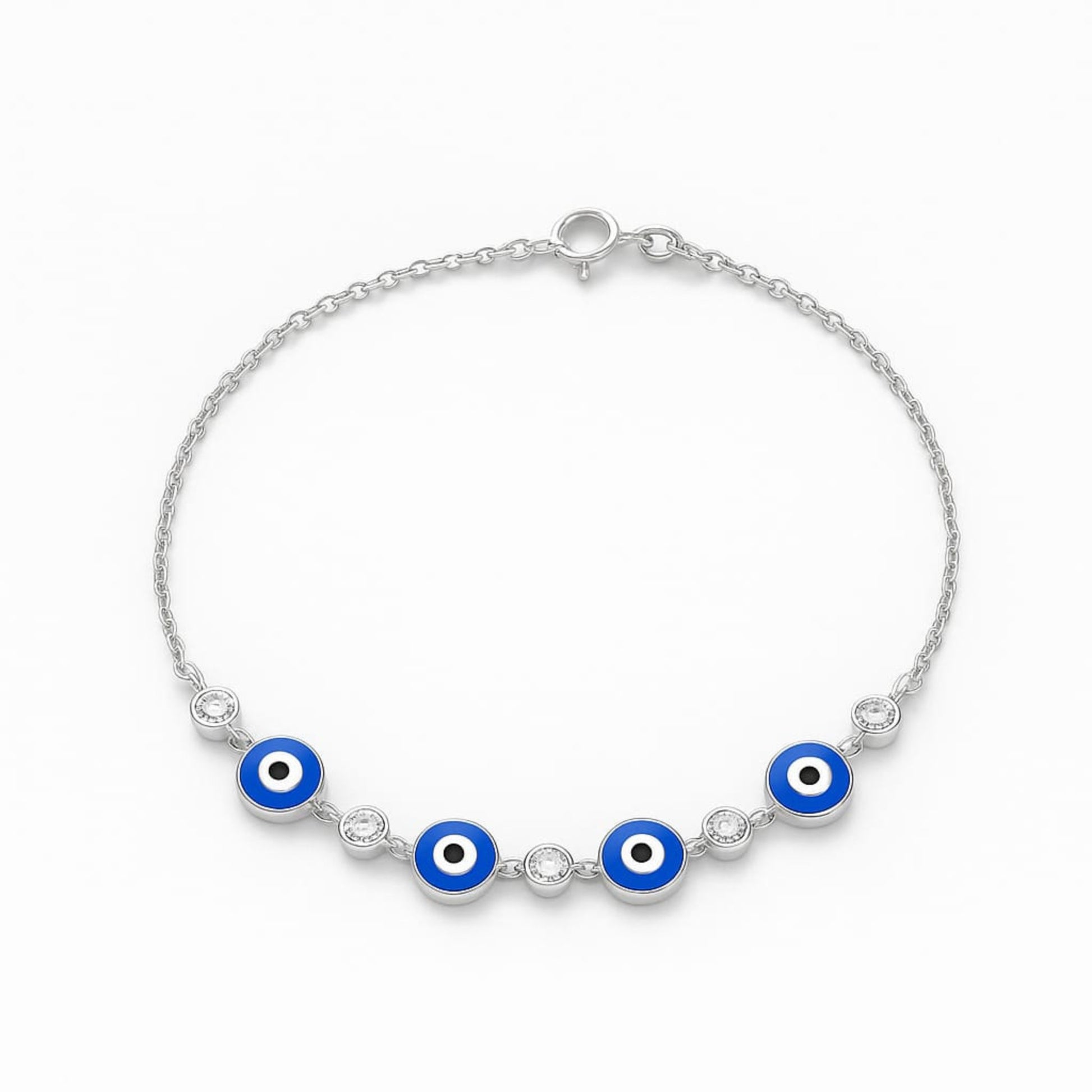 Azure Evil Eye Bracelet 925 Sterling Silver Blue Charm - Eloura Sterling