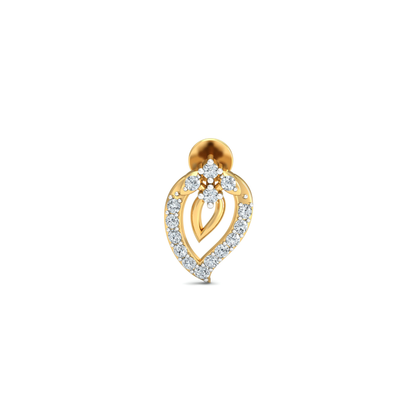 Silver gold leaf heart CZ earrings in 925 sterling silver
