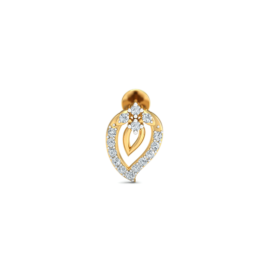 Silver gold leaf heart CZ earrings in 925 sterling silver
