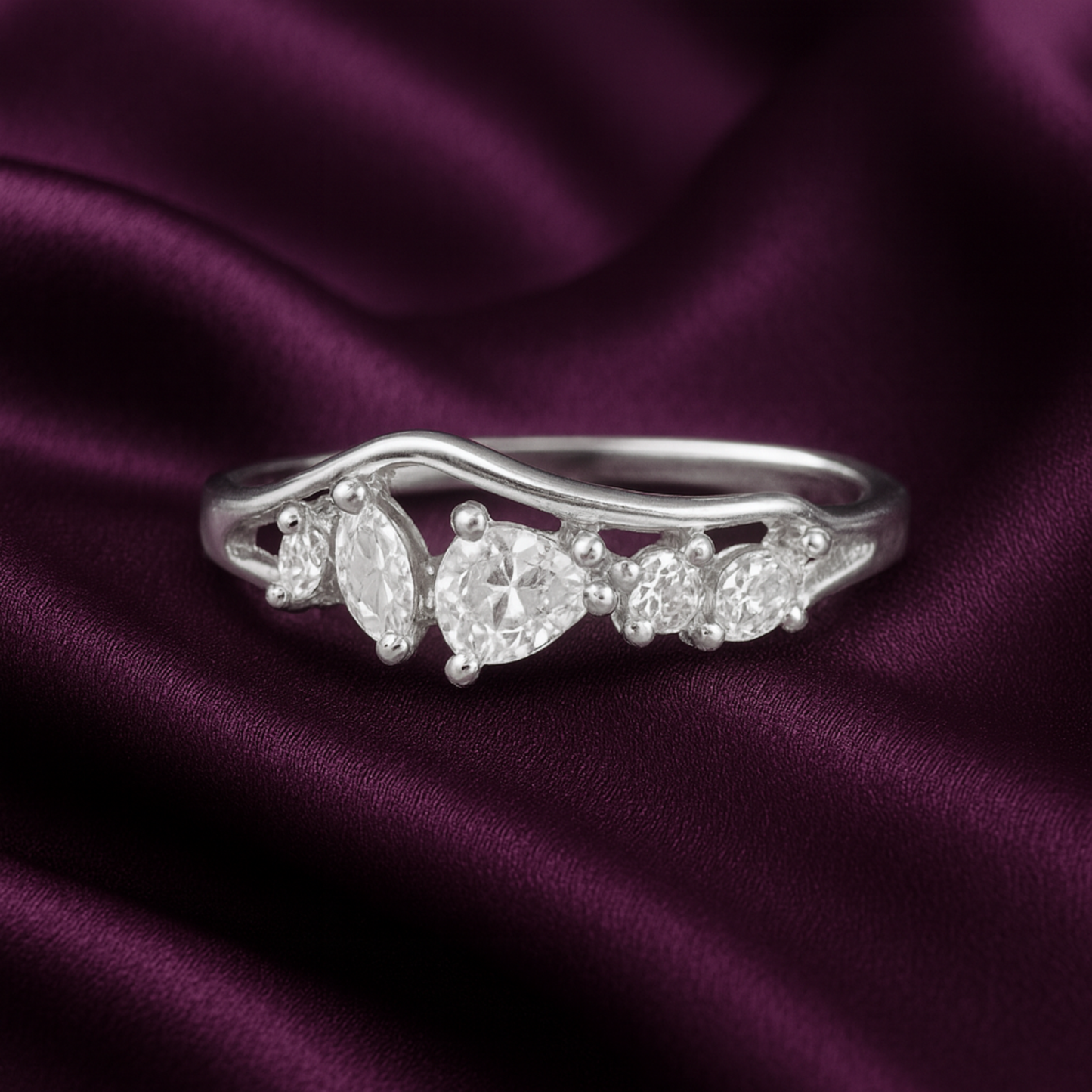 Silver Marquise Cluster Ring-Eloura Sterling