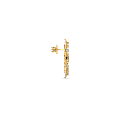 Silver gold floral sun CZ earrings in 925 sterling silver for festive wear