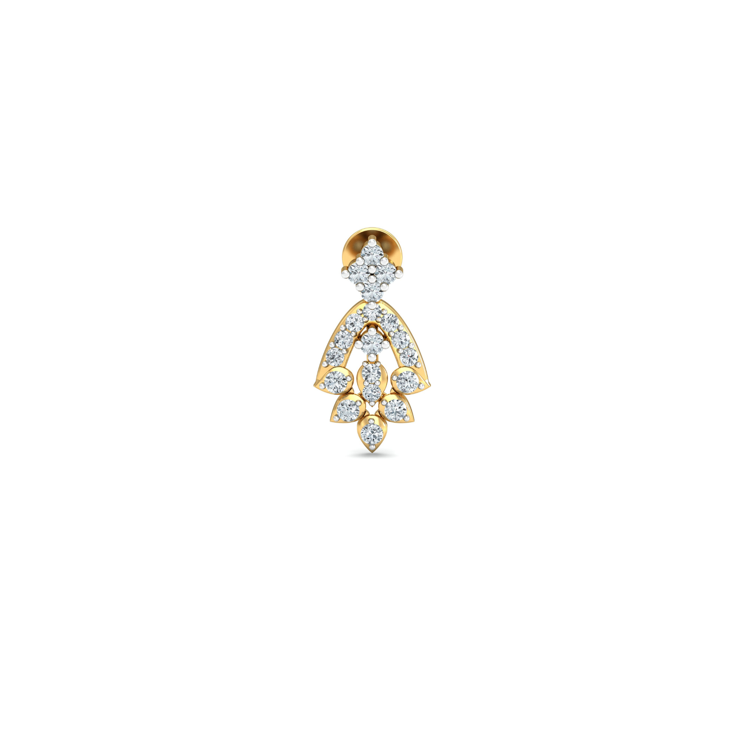 Silver gold geometric drop CZ earrings in 925 sterling silver for wedding wear