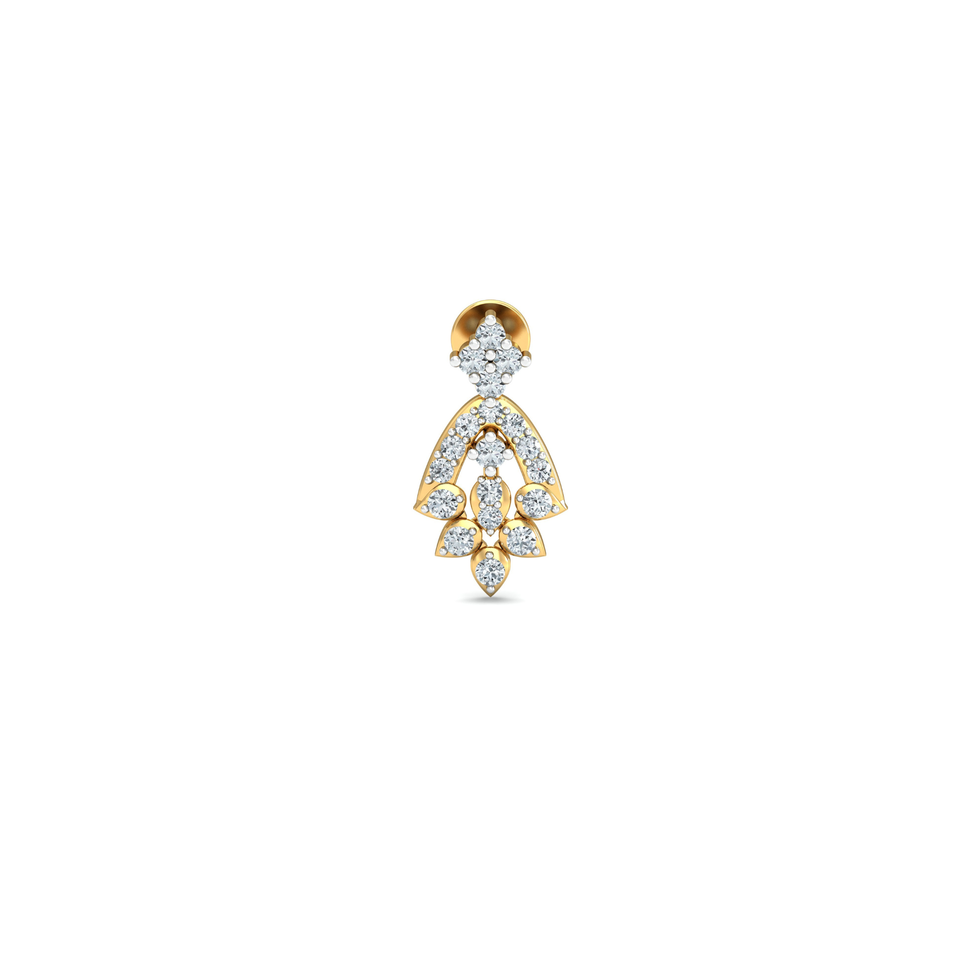Silver gold geometric drop CZ earrings in 925 sterling silver for wedding wear