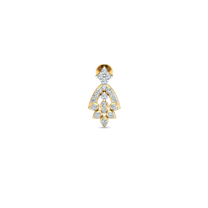 Silver gold geometric drop CZ earrings in 925 sterling silver for wedding wear