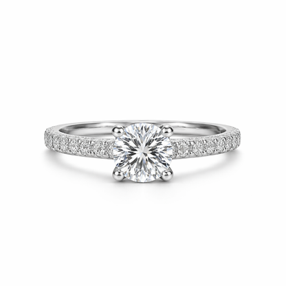 Silver pavé solitaire CZ ring in 925 sterling silver by Eloura Sterling