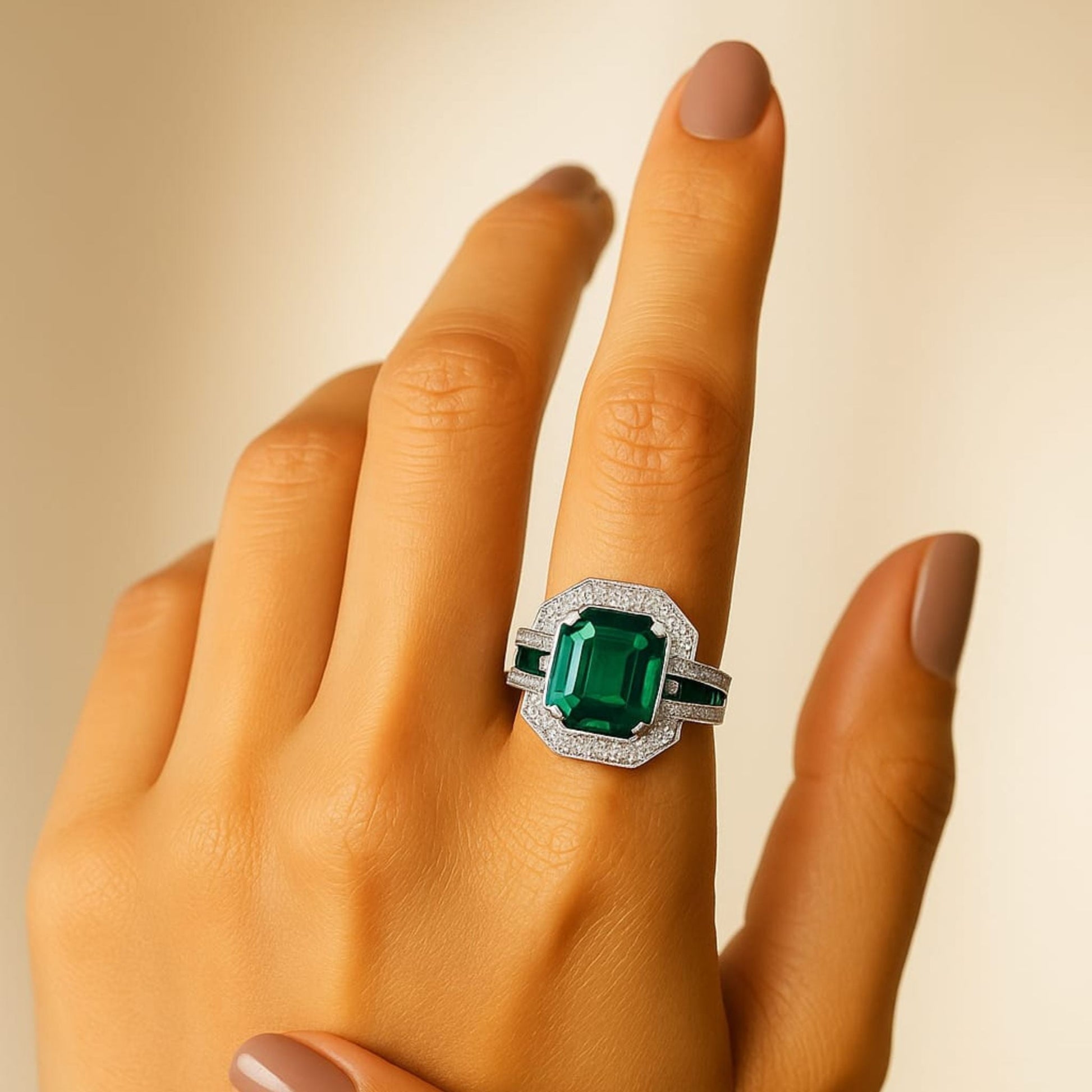 Silver Emerald Ring Eloura Sterling
