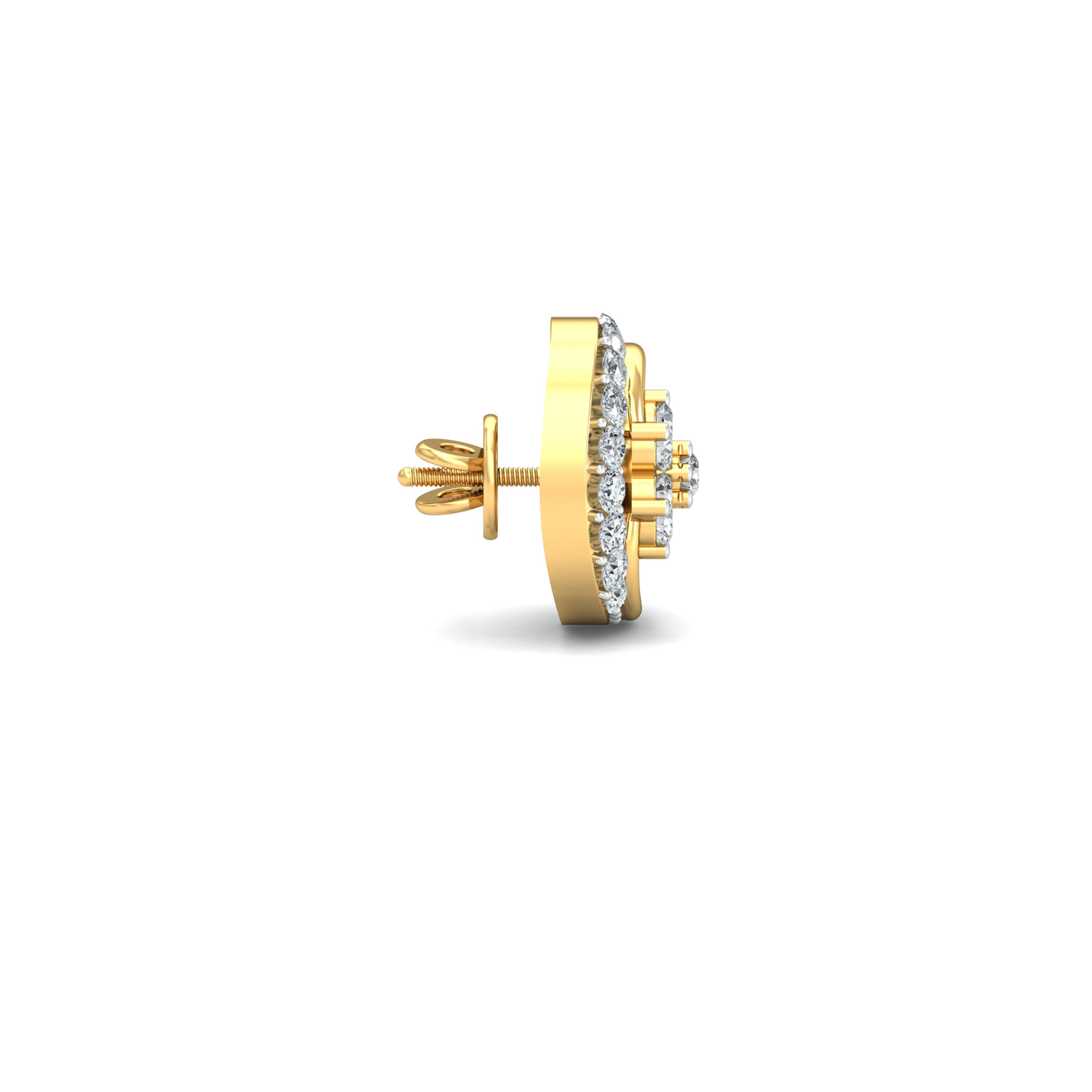 Silver gold double loop floral CZ earrings in 925 sterling silver
