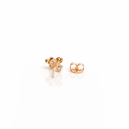 925 sterling silver floral bead stud earrings with CZ stones in rose gold polish