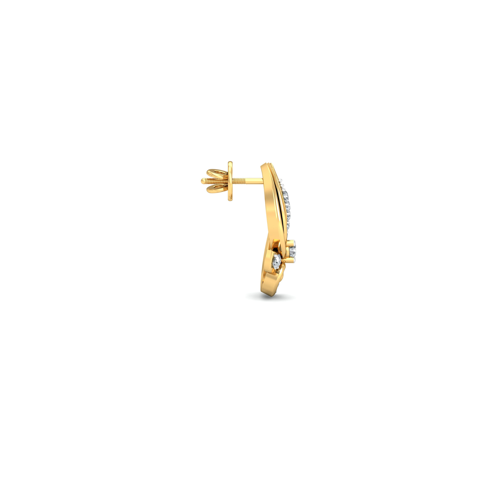 Silver gold royal leaf CZ earrings in 925 sterling silver