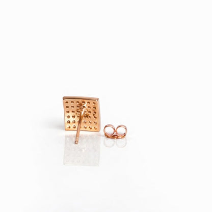 925 sterling silver square pavé stud earrings with gold polish finish