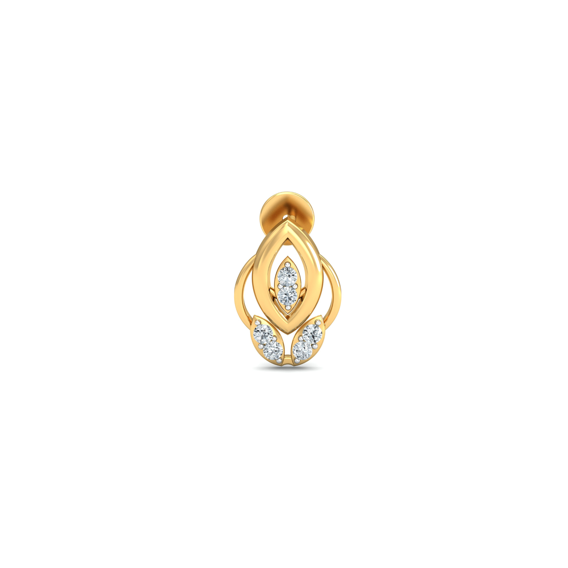 Silver gold marquise frame CZ earrings in 925 sterling silver