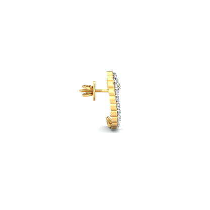 Silver gold scalloped heart CZ earrings in 925 sterling silver