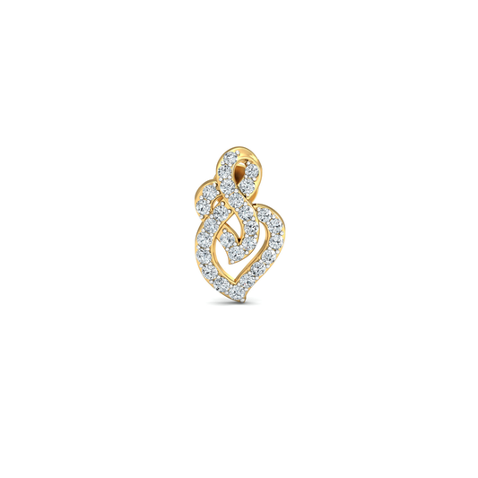 Silver gold intertwined heart CZ earrings in 925 sterling silver