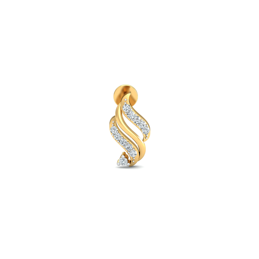 Silver gold wave CZ drop earrings in 925 sterling silver