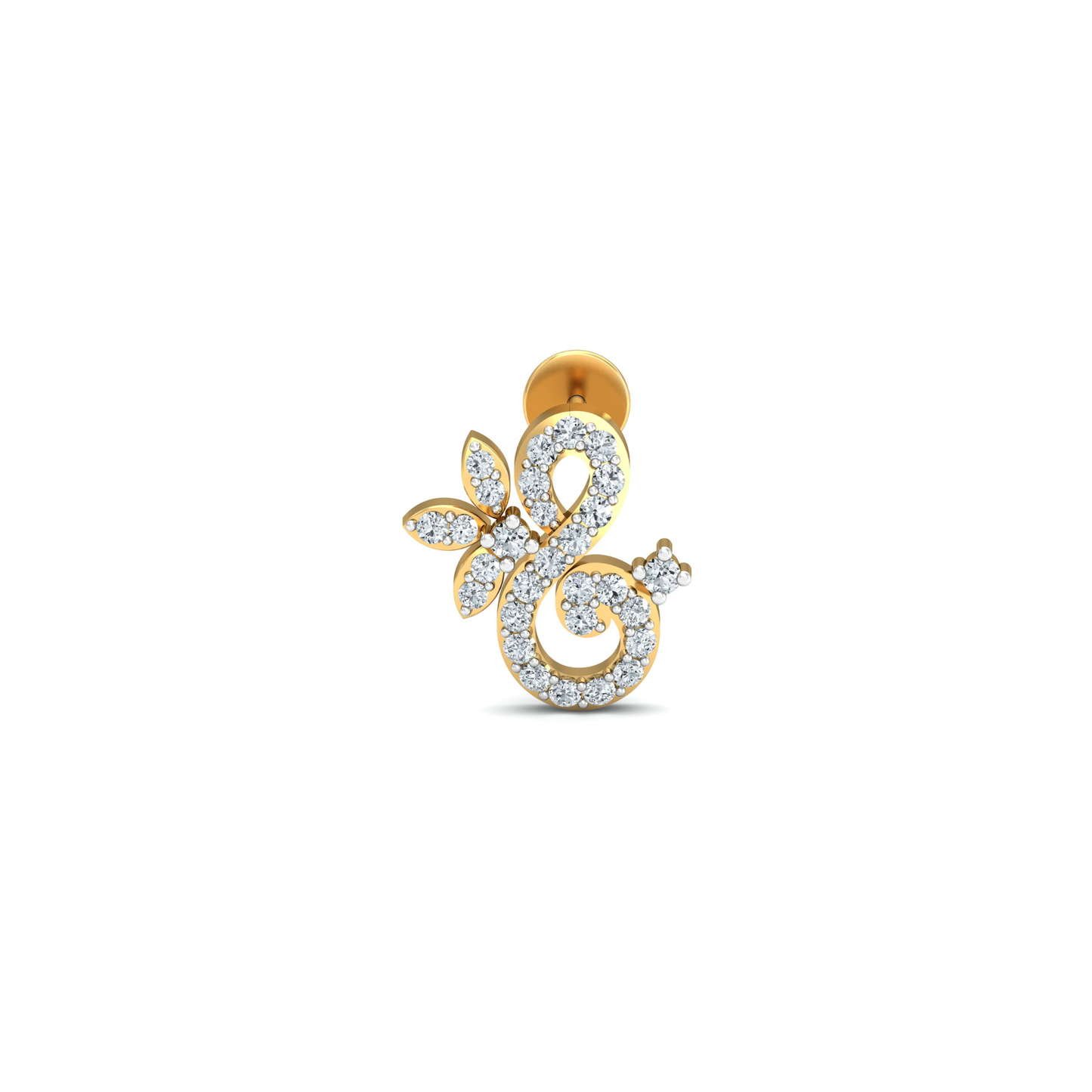 Silver gold floral swirl CZ earrings in 925 sterling silver
