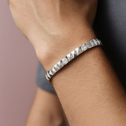 Argent Edge Men's Studded Bracelet Premium 925 Silver Chain by Eloura Sterling - Eloura Sterling