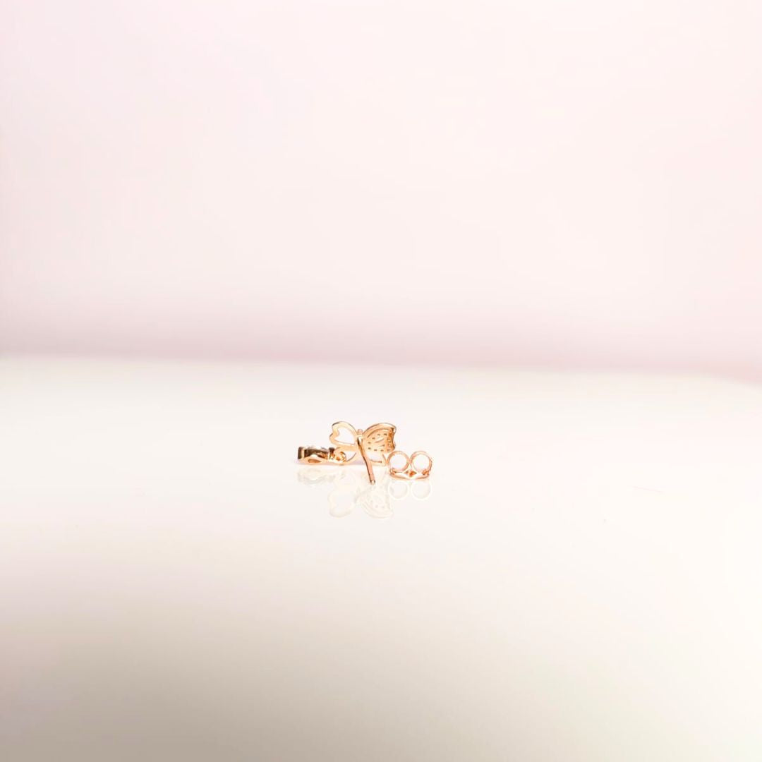 925 sterling silver butterfly outline stud earrings with gold polish finish