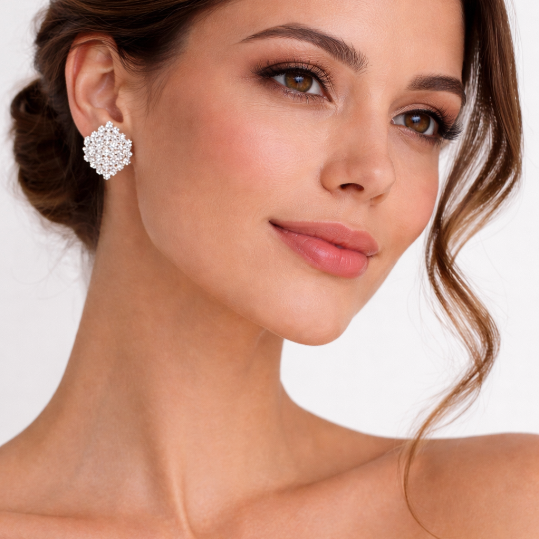 Silver Bloom Stud in 925 sterling silver with floral cluster design