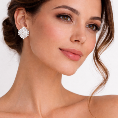 Silver Bloom Stud in 925 sterling silver with floral cluster design