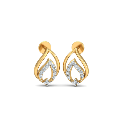 Silver gold teardrop leaf CZ earrings in 925 sterling silver