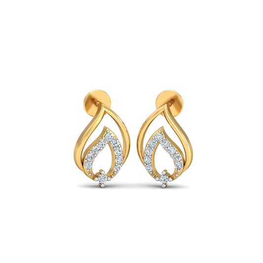 Silver gold teardrop leaf CZ earrings in 925 sterling silver