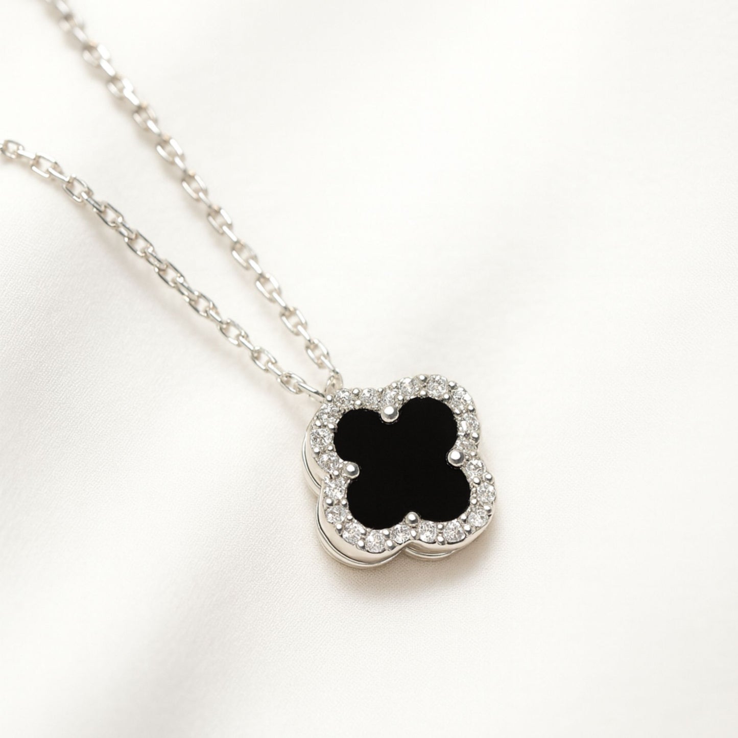 Midnight Clover 925 Sterling Silver Pendant