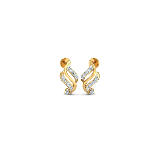 Silver gold wave CZ drop earrings in 925 sterling silver