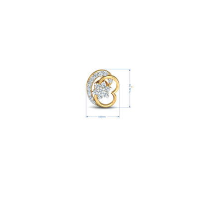 Silver gold double loop floral CZ earrings in 925 sterling silver