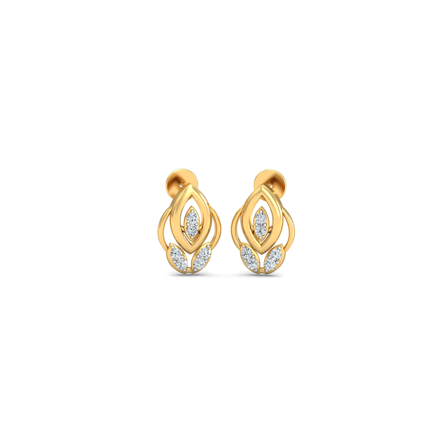 Silver gold marquise frame CZ earrings in 925 sterling silver