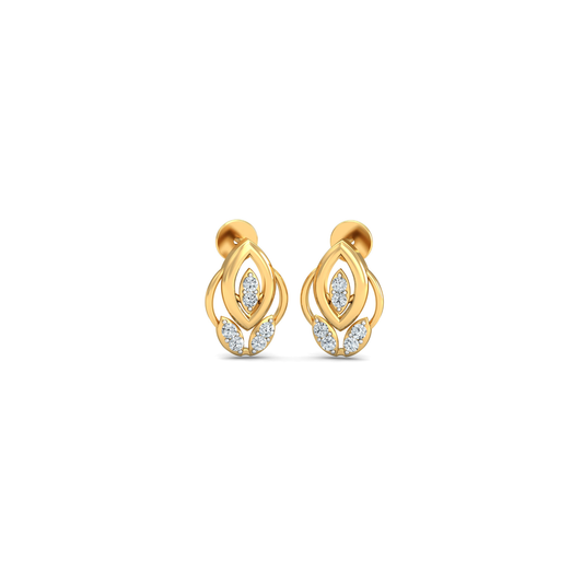 Silver gold marquise frame CZ earrings in 925 sterling silver