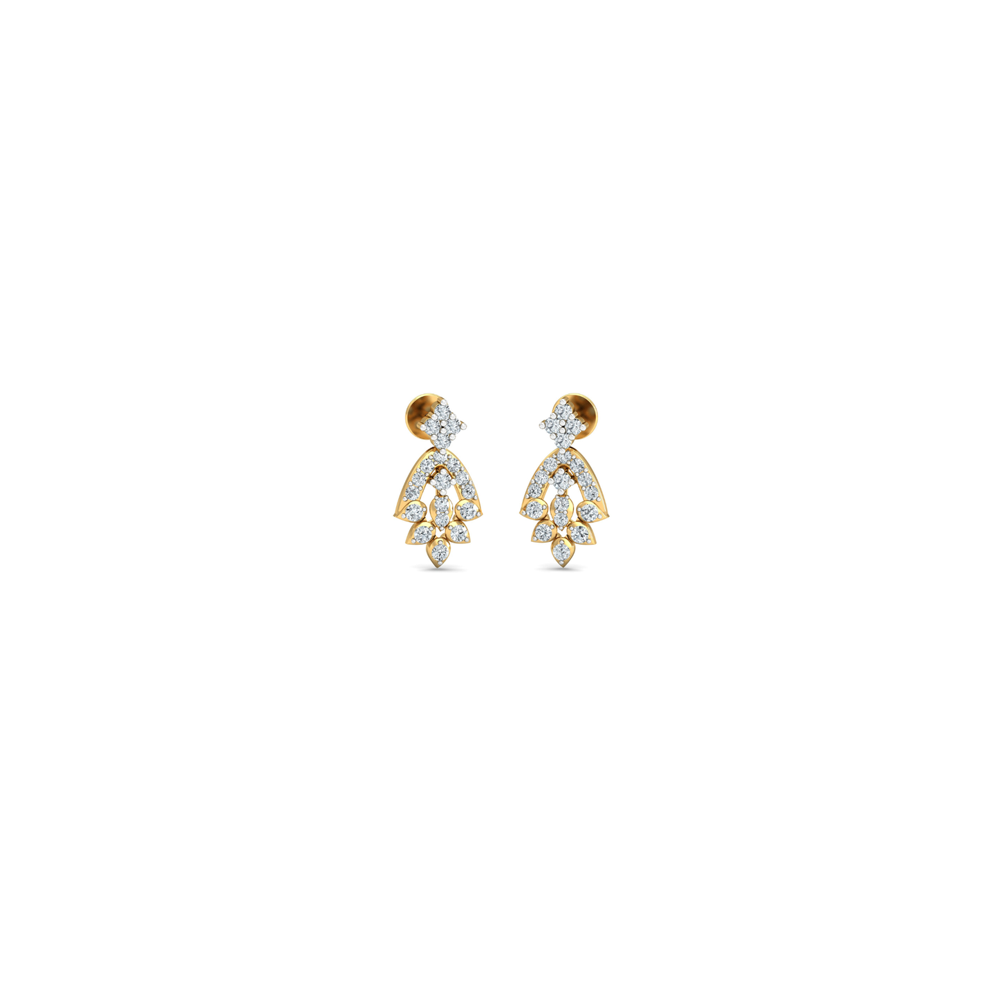Silver gold geometric drop CZ earrings in 925 sterling silver for wedding wear