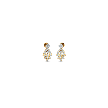 Silver gold geometric drop CZ earrings in 925 sterling silver for wedding wear