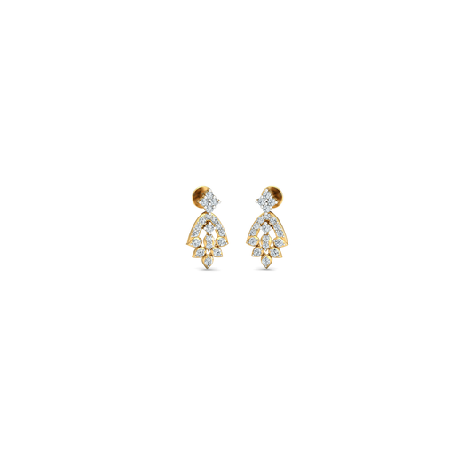 Silver gold geometric drop CZ earrings in 925 sterling silver for wedding wear