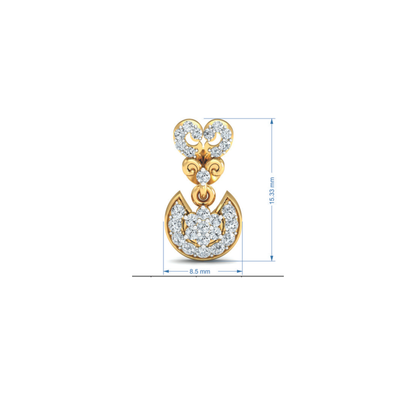 Silver gold heart drop CZ earrings in 925 sterling silver for bridal wear