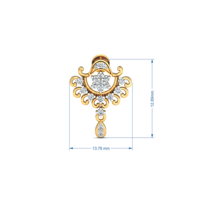Silver gold royal drop CZ earrings in 925 sterling silver for bridal wear