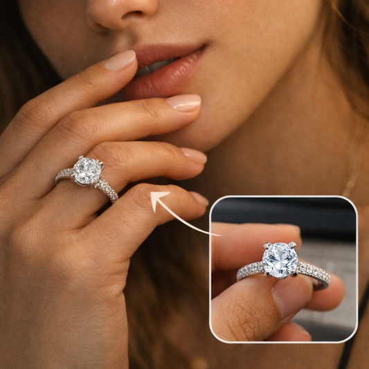 Silver pavé solitaire CZ ring in 925 sterling silver by Eloura Sterling
