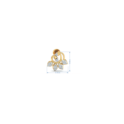 Silver gold floral CZ earrings in 925 sterling silver with leaf cluster design