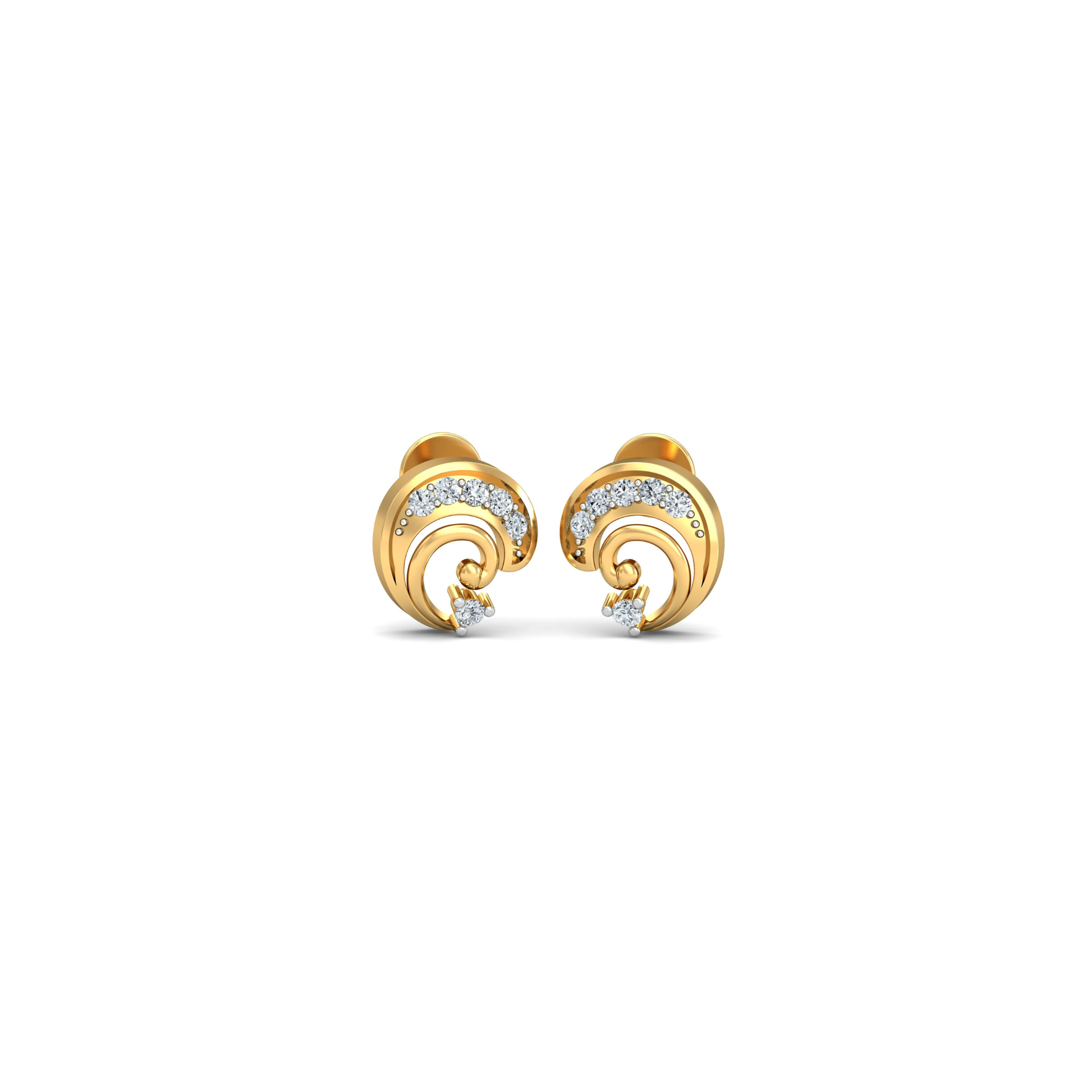 Silver gold spiral CZ drop earrings in 925 sterling silver