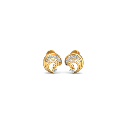 Silver gold spiral CZ drop earrings in 925 sterling silver