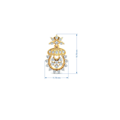 Silver gold floral drop CZ earrings in 925 sterling silver for festive wear