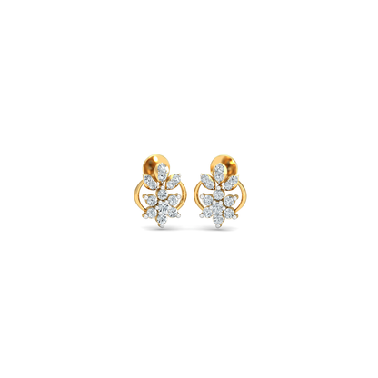 Silver gold floral hoop CZ earrings in 925 sterling silver